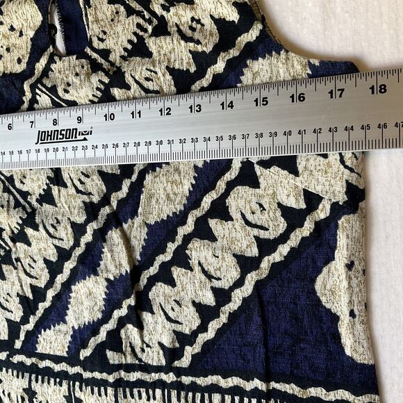 VINTAGE Hilo Hattie Women Dress 10 Navy Geometric Shift Sleeveless Knee Length - Picture 5 of 9